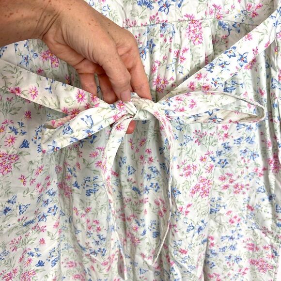 Lanz of Salzburg Dress Women 1X Multicolor Floral Button Up Cotton Floral Belted - Picture 4 of 16